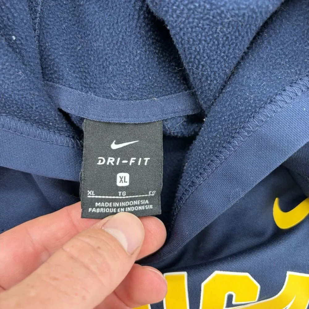 Nike Dri-FIT Michigan Wolverines Hoodie Youth XL Navy Football Pullover Blue
